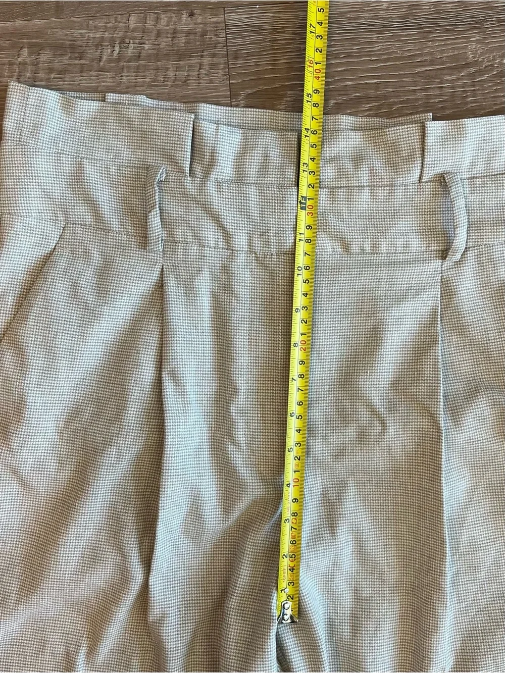 Mango white size 10 tan gingham paper bag pleated linen blend pants